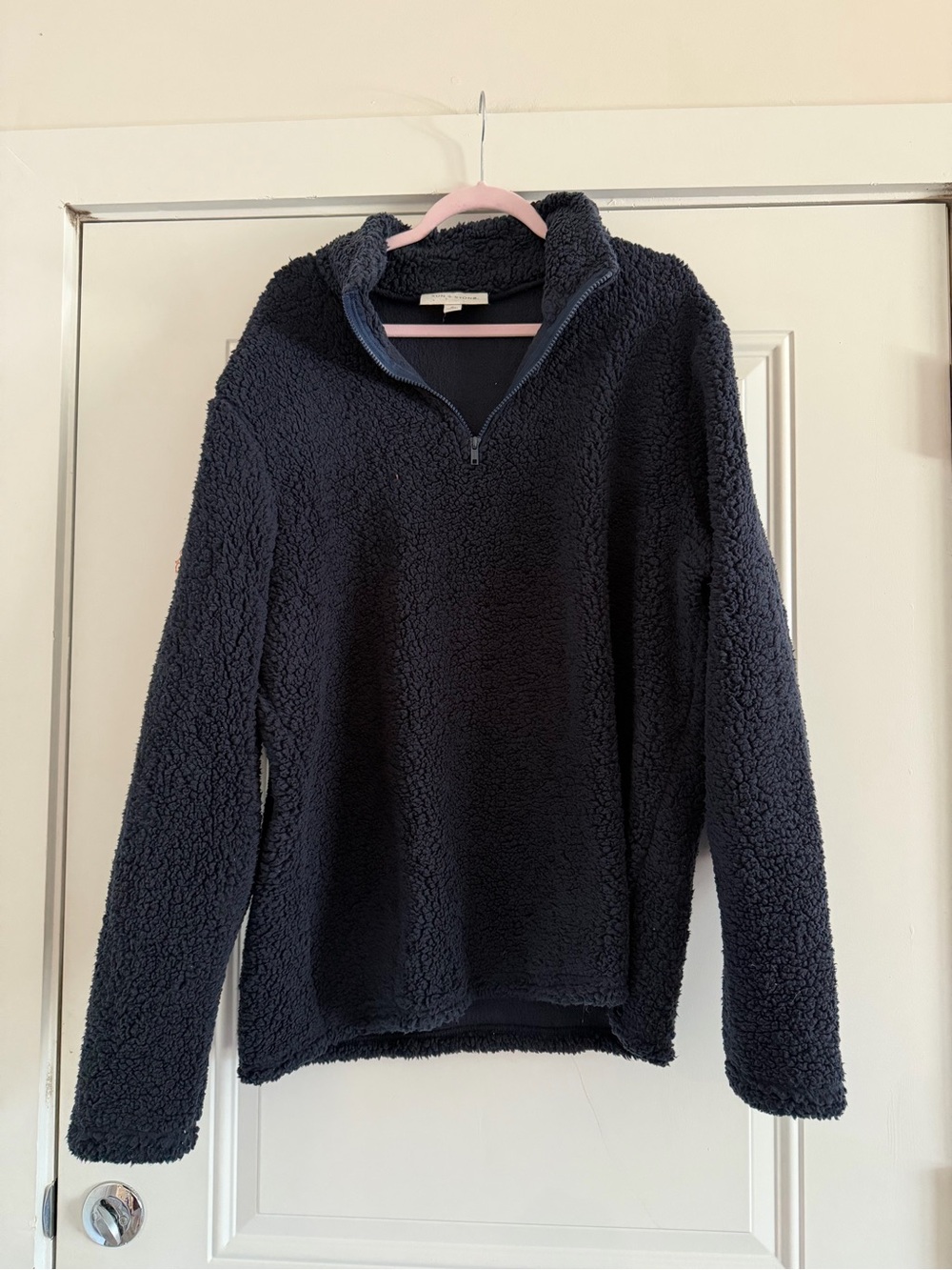 Sun + Stone Navy Sherpa Quarter-Zip Pullover